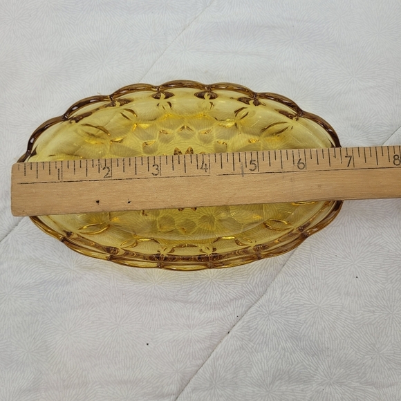 Vintage Amber Shallow Glass Serving Bowl Trinket Dish 4 x 7 x 1 1/4 home decor - Picture 5 of 5